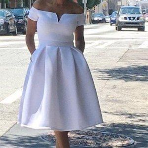 Off Shoulder Midi Dress with pockets